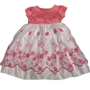 Wonser YKI Coral and white floral Multi-layer dress size XL 3T